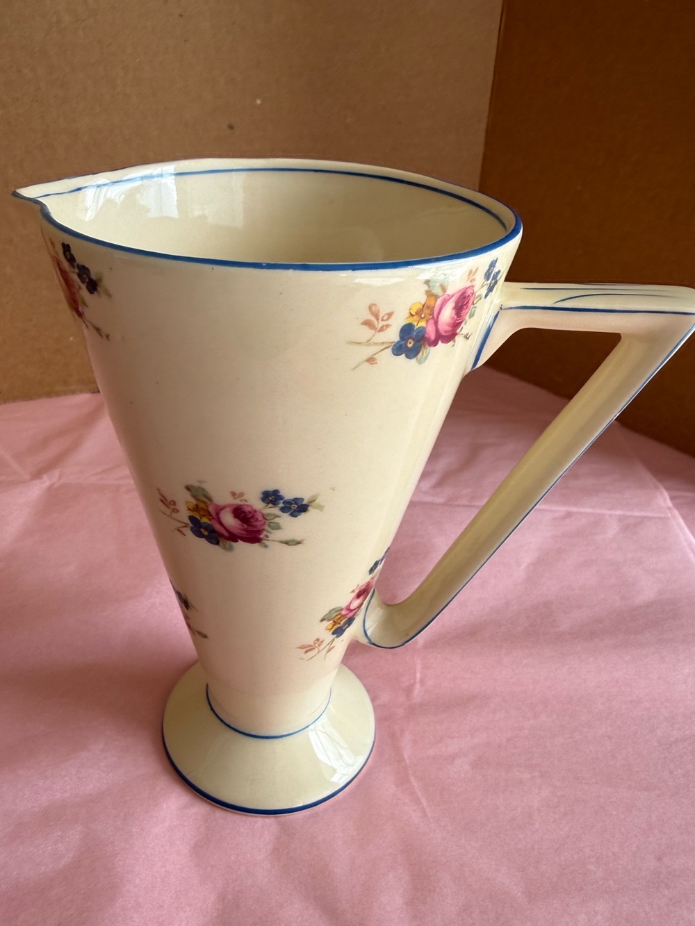 Vintage James Kent Old Foley Floral Pitcher Great Britain Art Deco Jug 1433